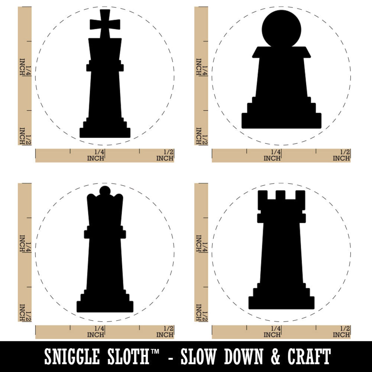 Chess Set Pieces Pawn Rook Queen King Rubber Stamp Set for Stamping Crafting Planners